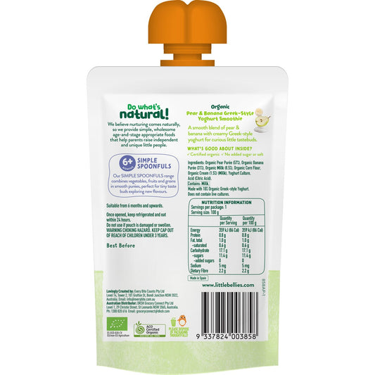 Little Bellies Organic Pear & Banana Greek Style Yoghurt 100g