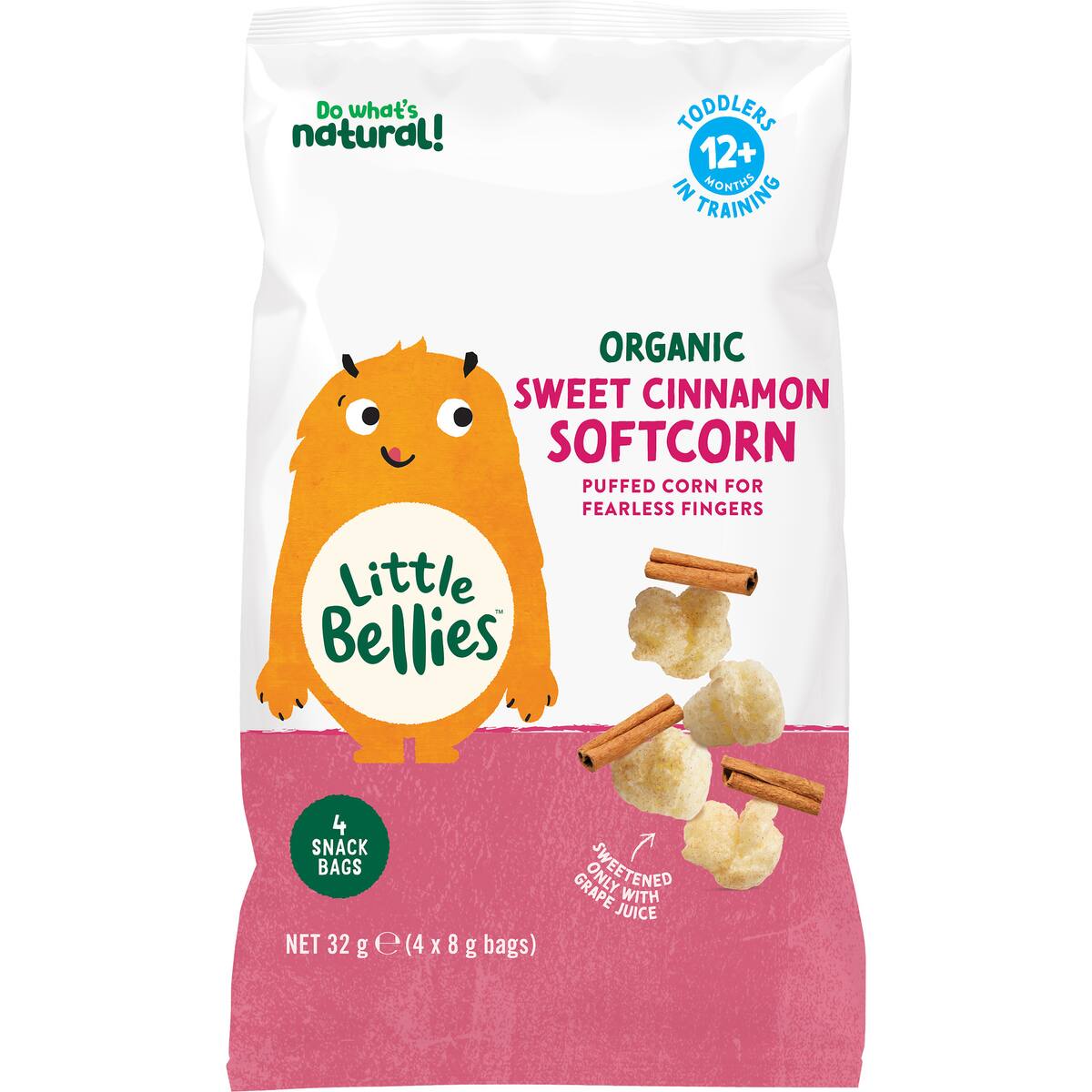Little Bellies Organic Sweet Cinnamon Softcorn 8g X 4 Pack