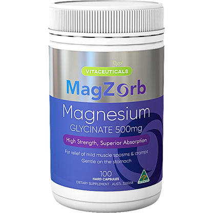 MagZorb Magnesium Glycinate 500mg Hard Capsules 100 pack