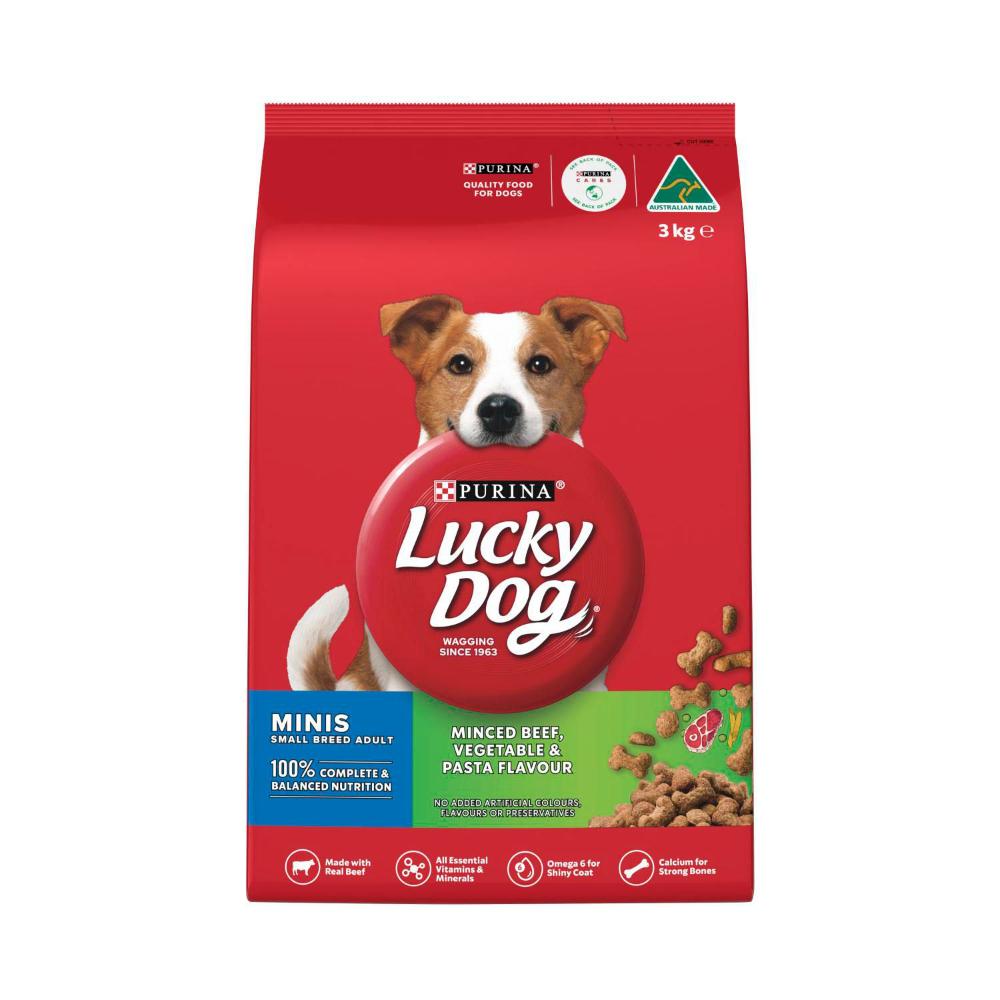 Purina Lucky Dog Adult Minis Beef Vegetable & Pasta Dry Dog Food - 3kg