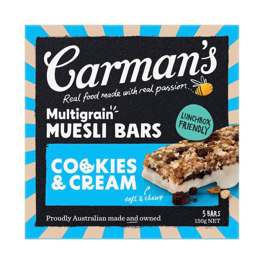 Carman's Multigrain Muesli Bars Cookies & Cream 5 Pack - 150g