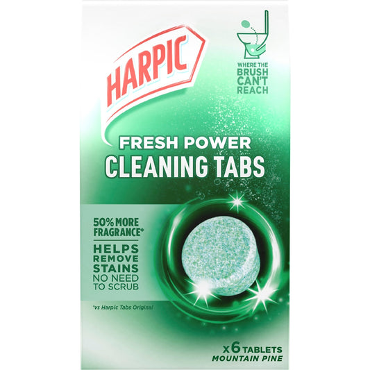Harpic Fresh Power Toilet Cleaning Tabs Mountain Pine 6 Pack