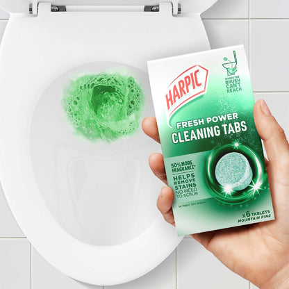 Harpic Fresh Power Toilet Cleaning Tabs Mountain Pine 6 Pack
