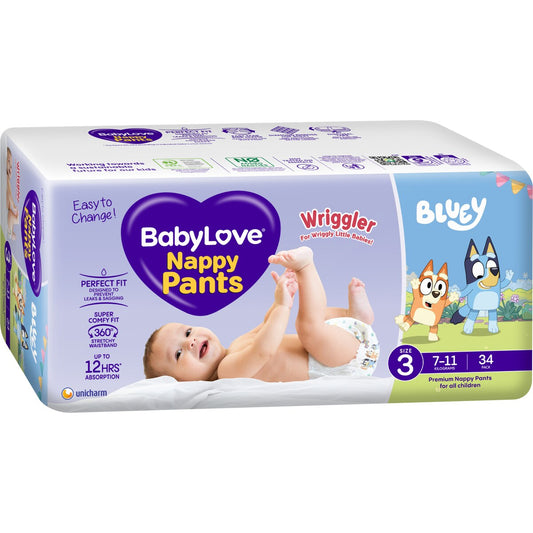 Babylove Nappy Pants Wriggler Size 3 (7-11 Kg) 34 Pack