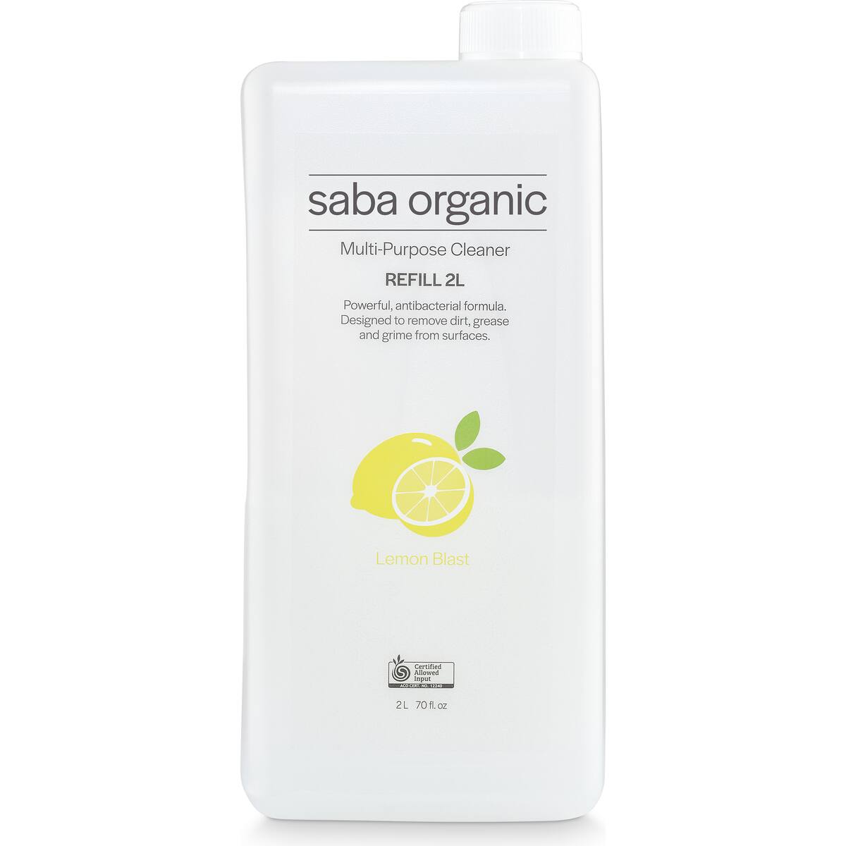 Saba Organics Multipurpose Cleaner Refill Lemon 2l