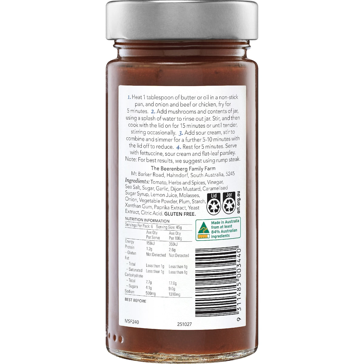 Beerenberg Creamy Stroganoff 240ml