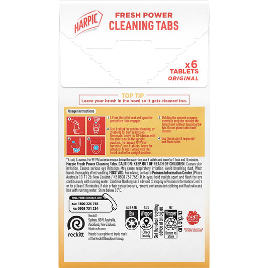 Harpic Fresh Power Toilet Cleaning Tabs 6 Pack