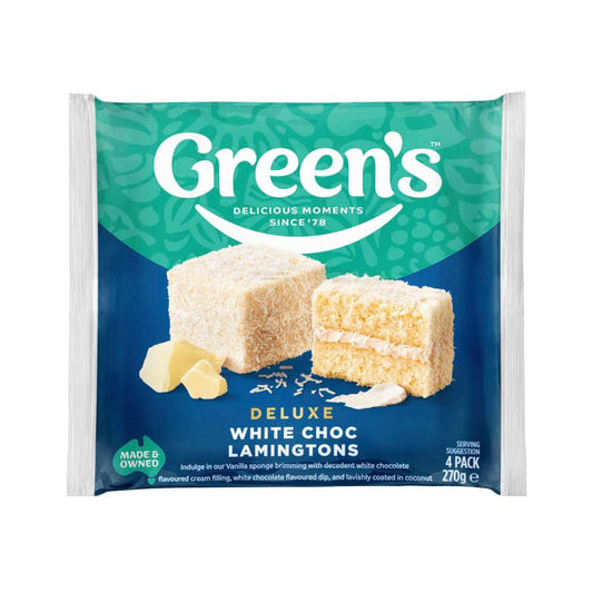Greens Deluxe White Chocolate Lamingtons - 4 Pack