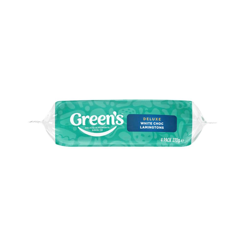 Greens Deluxe White Chocolate Lamingtons - 4 Pack