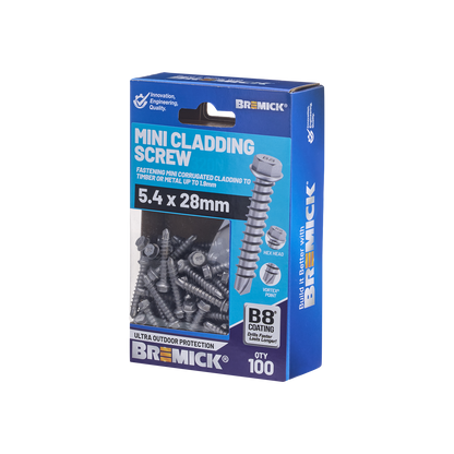 Bremick Mini Cladding Screw - 5.4 x 28mm - Hex B8 - 100 Pack
