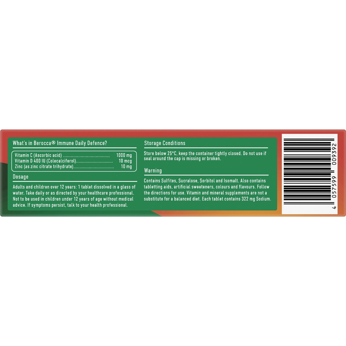Berocca Immune Daily Defence Blackcurrant Effervescent 45 pack