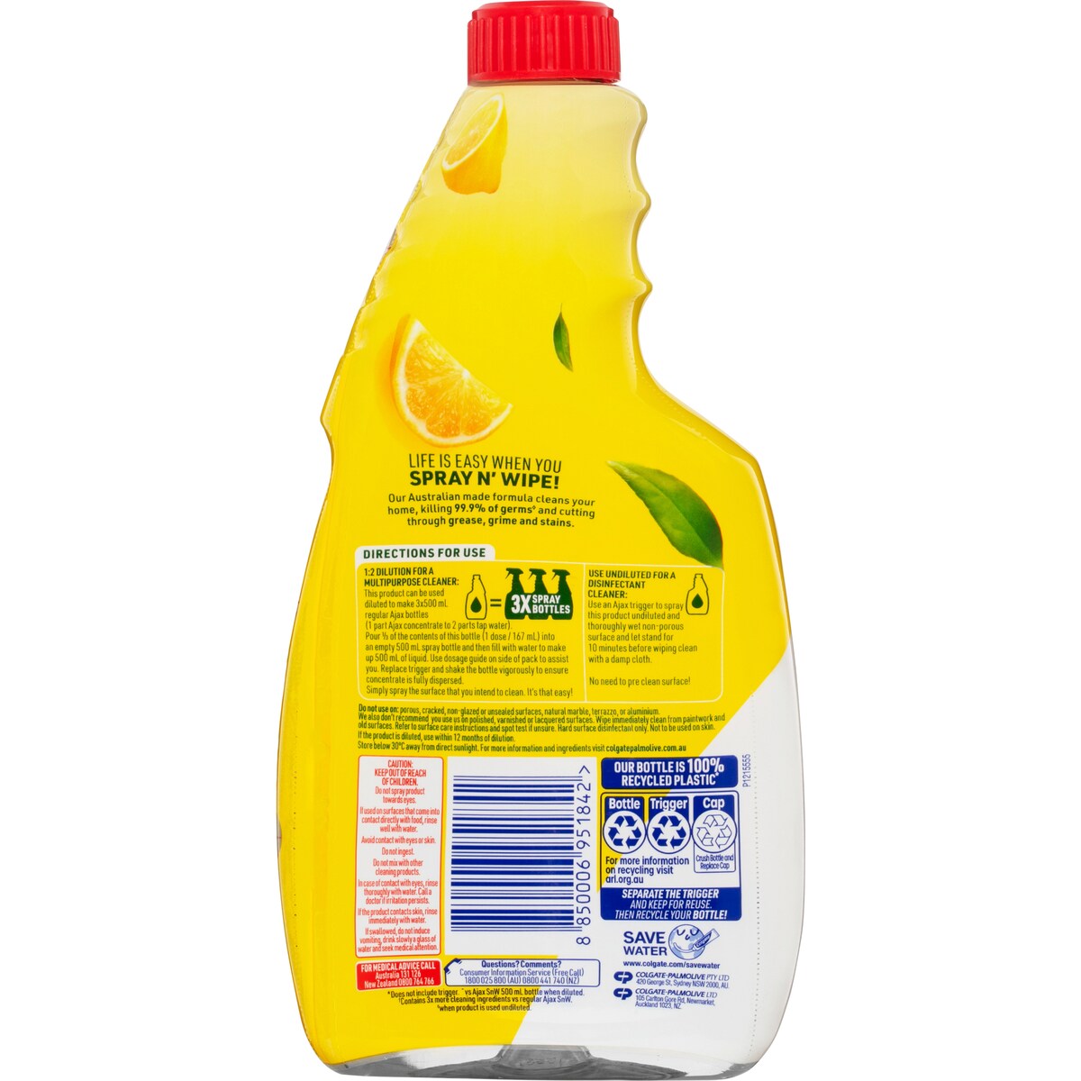 Ajax Spray & Wipe Multipurpose Concentrate Lemon Citrus 500ml