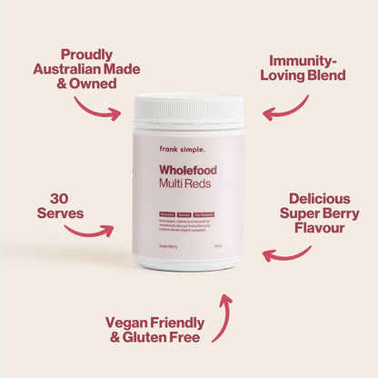 Frank Simple. Wholefood Multi Reds Super Berry 260g