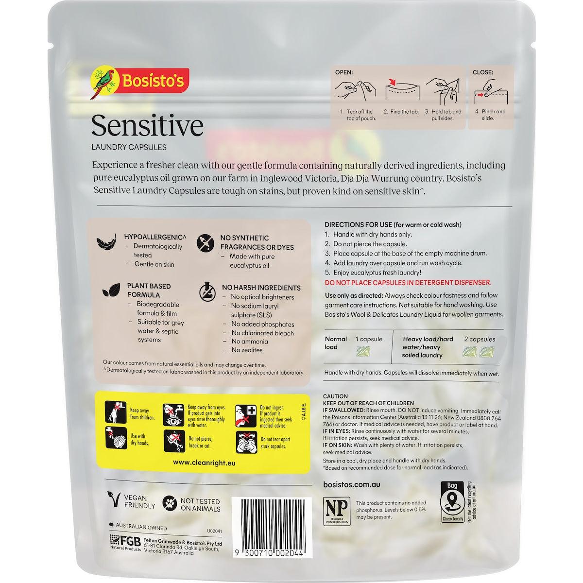 Bosistos Sensitive Laundry Capsules 20 Pack