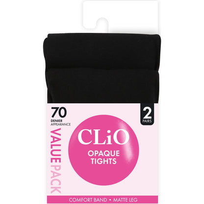 Clio 70d Opaque Tights Black T/xt Value 2 Pack