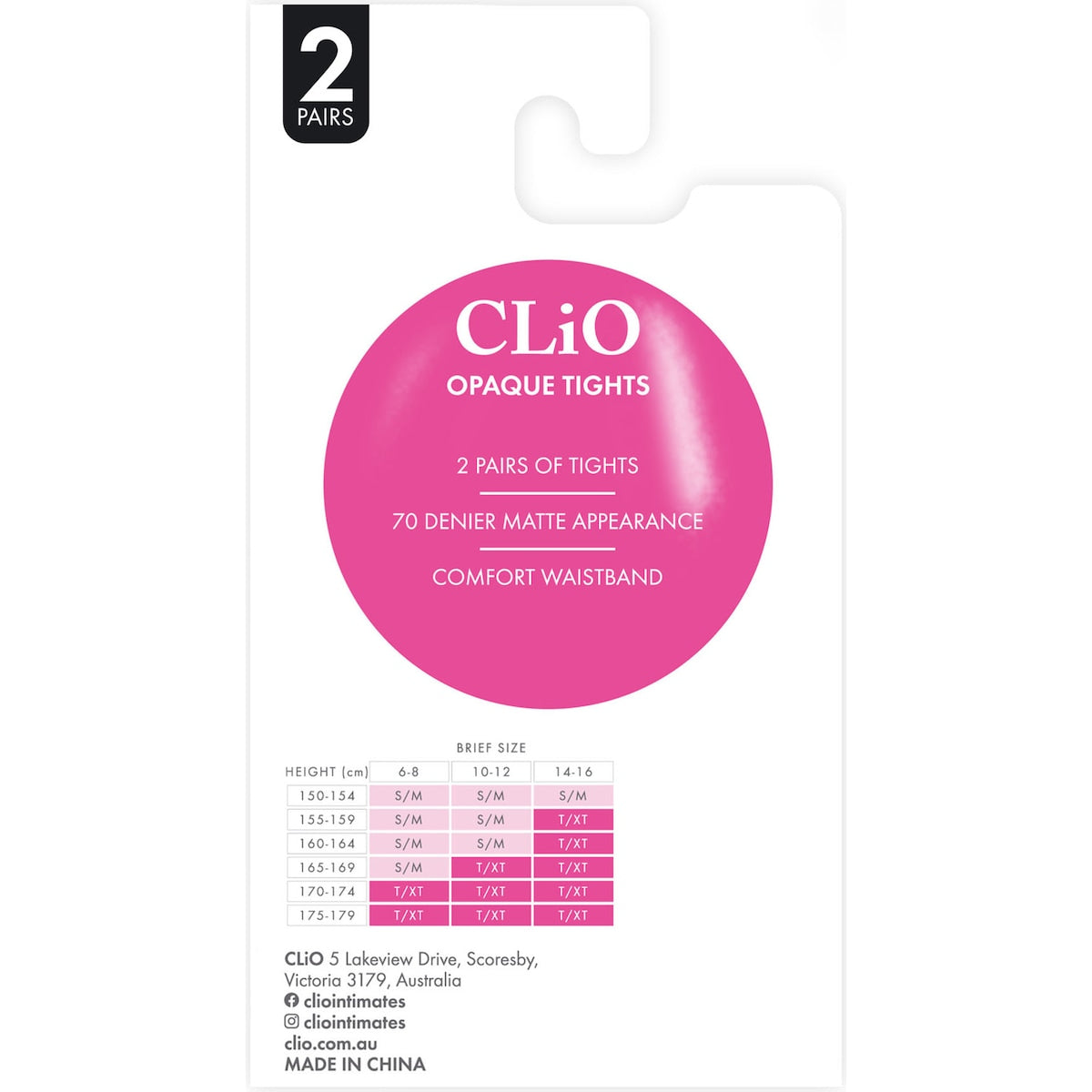 Clio 70d Opaque Tights Black T/xt Value 2 Pack