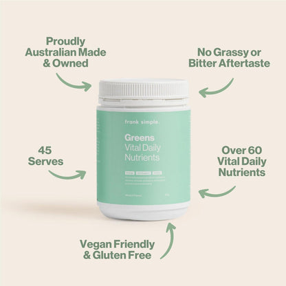 Frank Simple. Greens Vital Daily Nutrients Mango & Papaya 450g