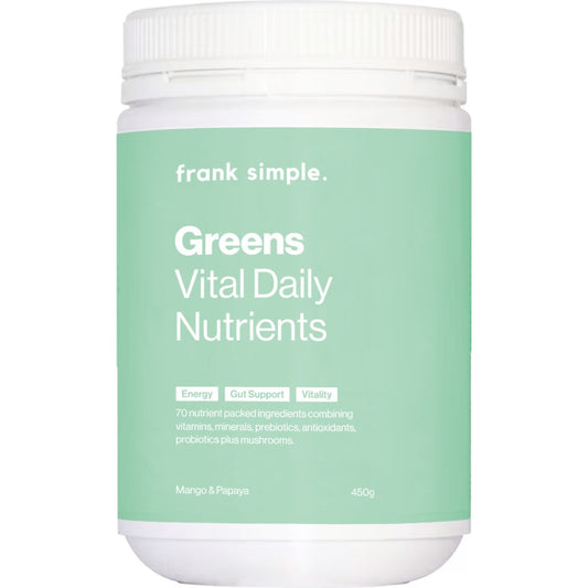 Frank Simple. Greens Vital Daily Nutrients Mango & Papaya 450g