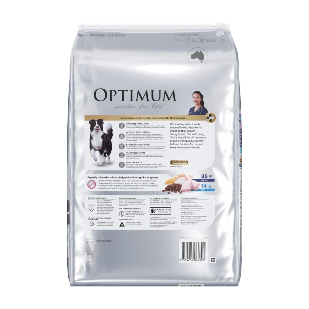 Optimum Adult Grain Free Dry Dog Food With Chicken & Vegetables - 6.2kg