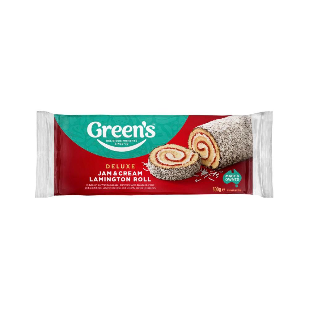 Greens Deluxe Jam & Cream Lamington Cake Roll - 300g