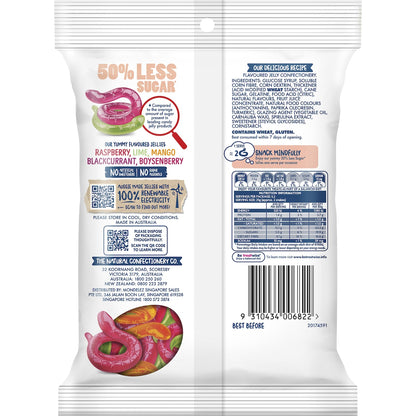 The Natural Confectionery Co. 50% Less Sugar Lollies Snakes 130g