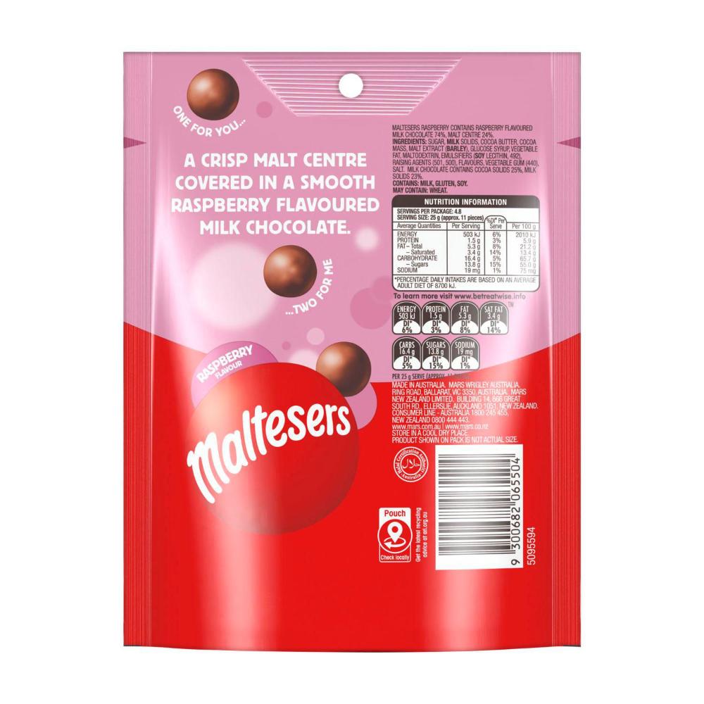 Maltesers Raspberry Milk Chocolate Snack Bag - 120g