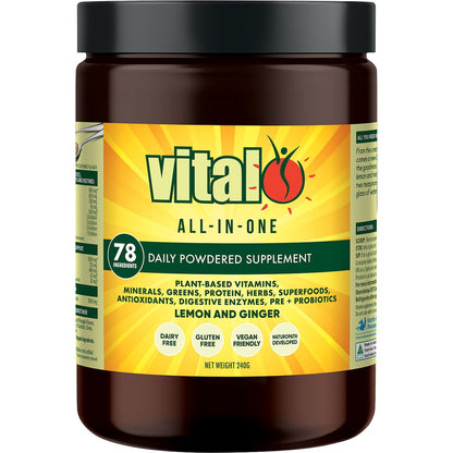 Vital All-in-one Daily Supplement Powder Lemon & Ginger Flavour 240g