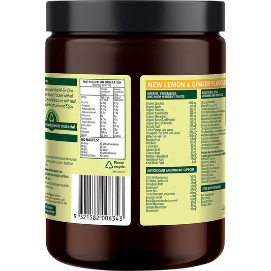 Vital All-In-One Daily Powdered Supplement Lemon & Ginger 240g