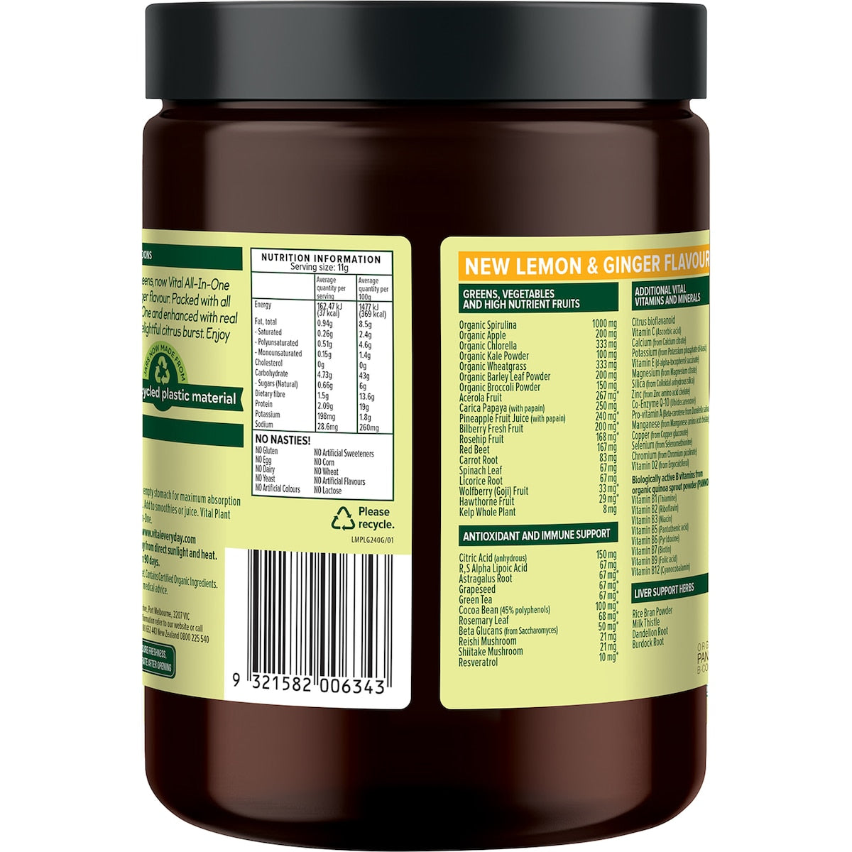 Vital All-in-one Daily Supplement Powder Lemon & Ginger Flavour 240g