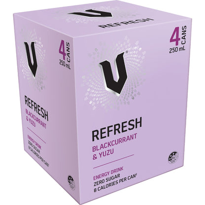 V Refresh Blackcurrant & Yuzu Energy Drink 250ml X 4 Pack