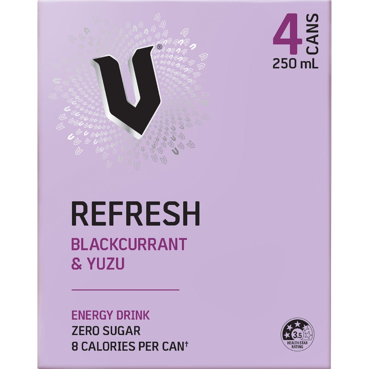 V Refresh Blackcurrant & Yuzu Energy Drink 250ml X 4 Pack