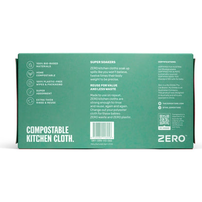 Zero Plastic Free Reusable Cleaning Wipes Large 60 Pack
