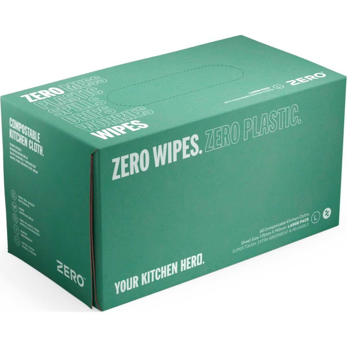 Zero Plastic Free Reusable Cleaning Wipes Large 60 Pack