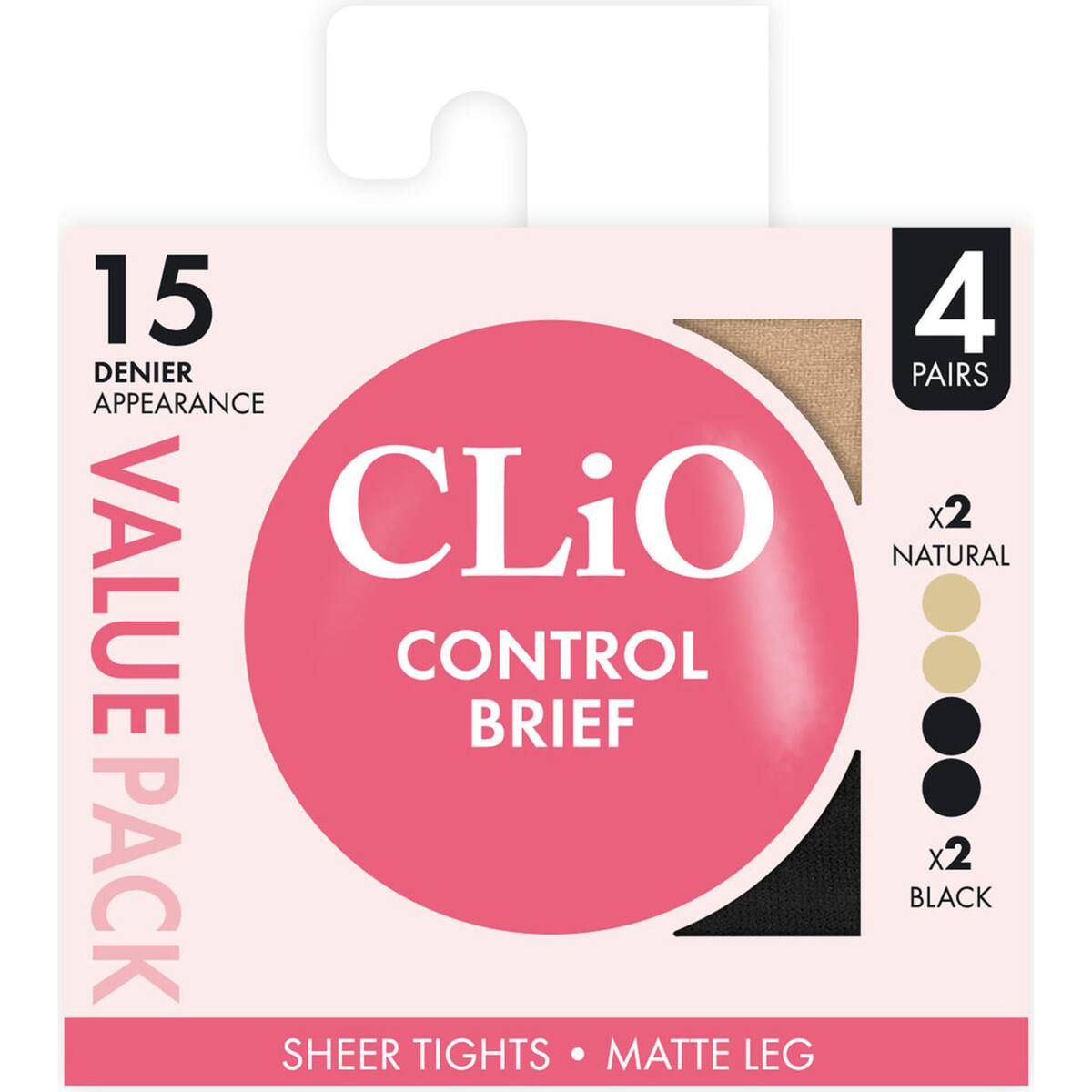 Clio Control Brief Sheer Tights T/xt Value 4 Pack