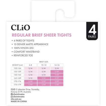 Clio Regular Brief Sheer Tights T/xt Value 4 Pack