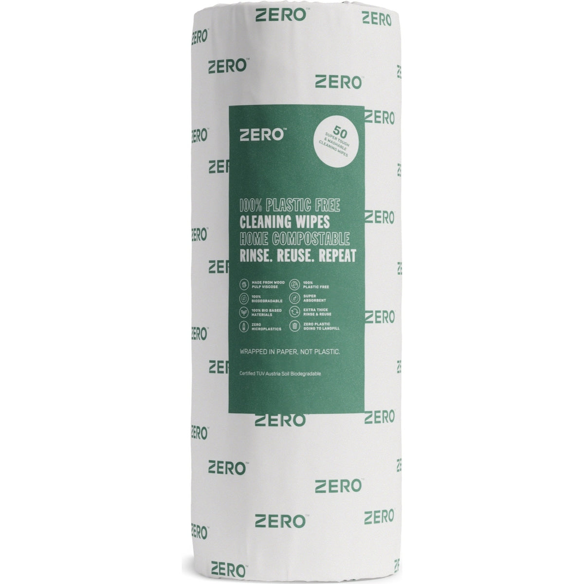 Zero Plastic Free Reusable Cleaning Wipes Roll 50 Sheets Each