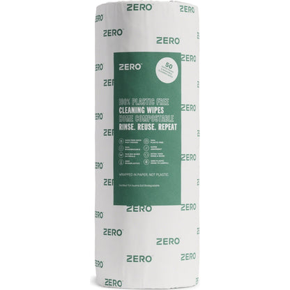 Zero Plastic Free Reusable Cleaning Wipes Roll 50 Sheets Each