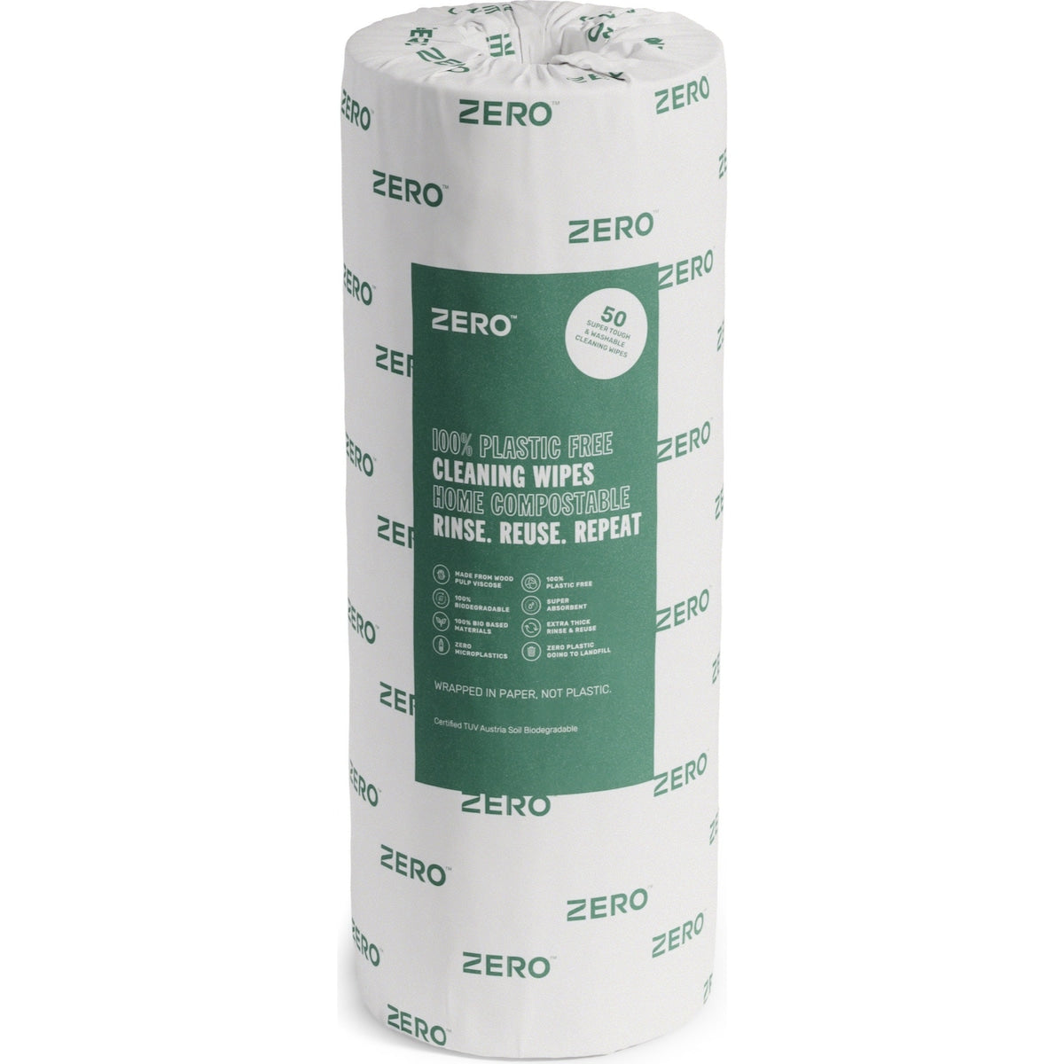 Zero Plastic Free Reusable Cleaning Wipes Roll 50 Sheets Each