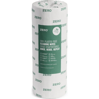 Zero Plastic Free Reusable Cleaning Wipes Roll 50 Sheets Each