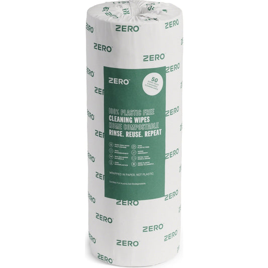 Zero Plastic Free Reusable Cleaning Wipes Roll 50 Sheets Each