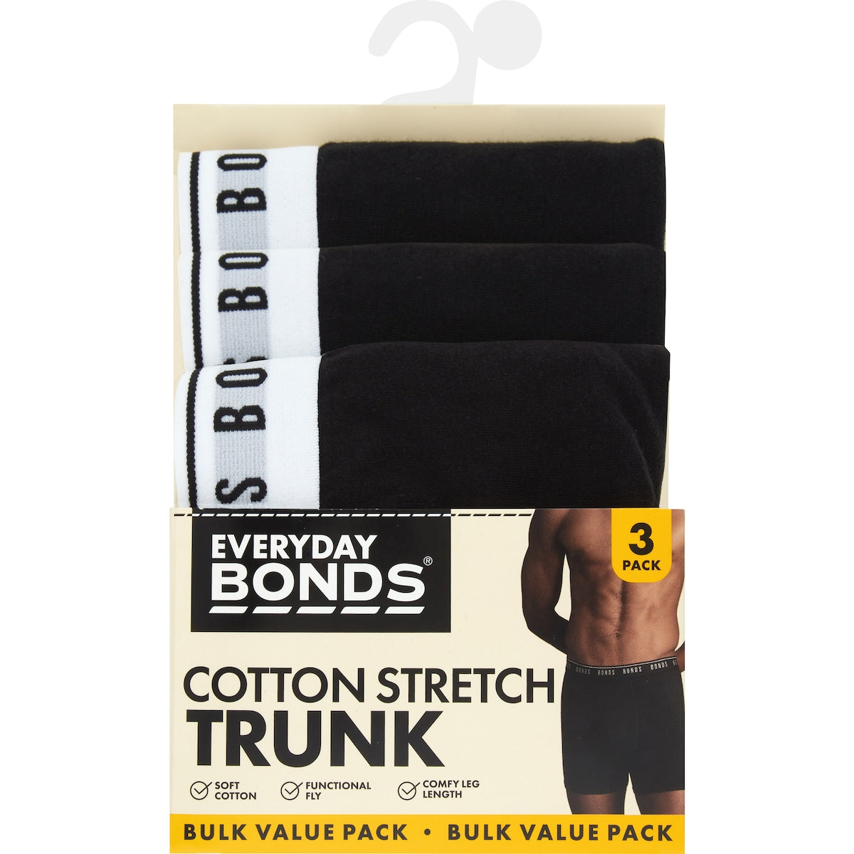 Bonds Mens Cotton Stretch Trunks Size Large Assorted 3 Pack