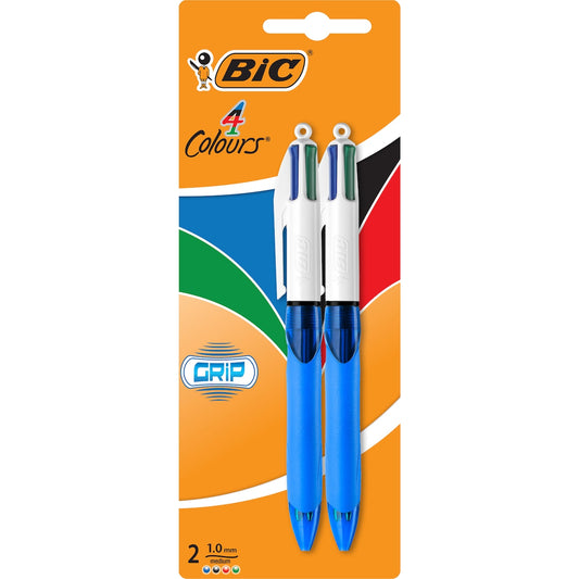 Bic 4 Colour Grip Pen 2 Pack