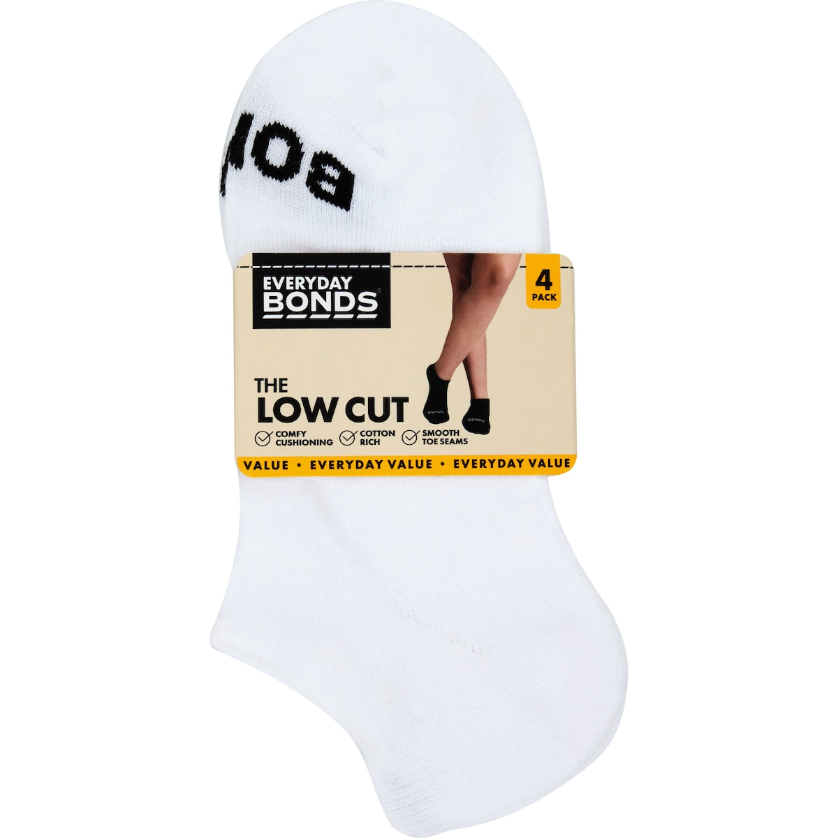 Bonds Ladies Low Cut Everyday Socks Size 8-11 Assorted 4 Pack