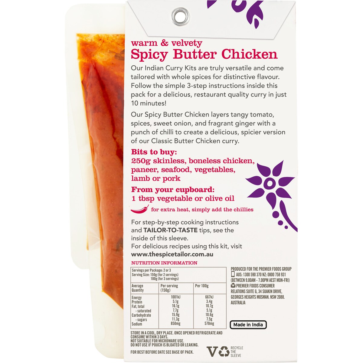 The Spice Tailor Spicy Butter Chicken Medium 300g
