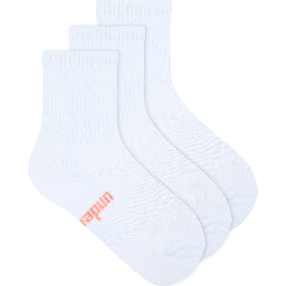 Underworks Ladies Sport Mid Crew Cotton Blend Socks White Size 5-8 3 Pack