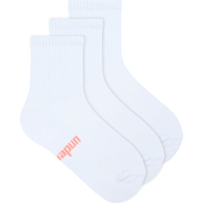 Underworks Ladies Sport Mid Crew Cotton Blend Socks White Size 5-8 3 Pack
