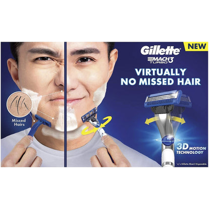 Gillette Mach 3 Turbo 3d Razor Blades 4 Pack