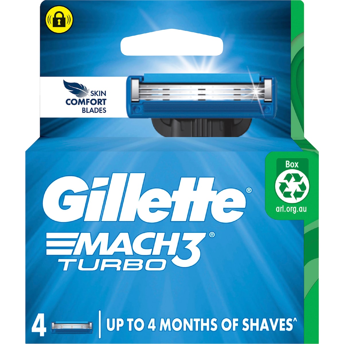 Gillette Mach 3 Turbo 3d Razor Blades 4 Pack