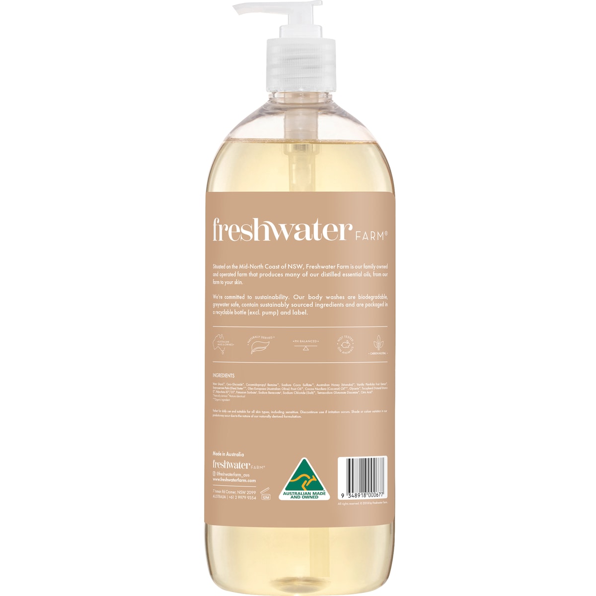 Freshwater Farm Australia Body Wash Manuka Honey & Vanilla Bean 1l