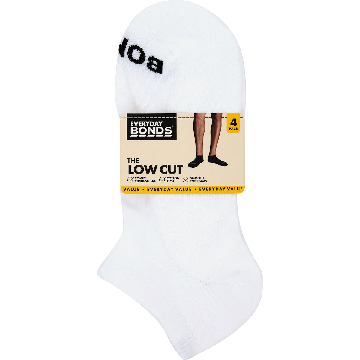 Bonds Mens Low Cut Socks Size 6-10 Assorted 4 Pack